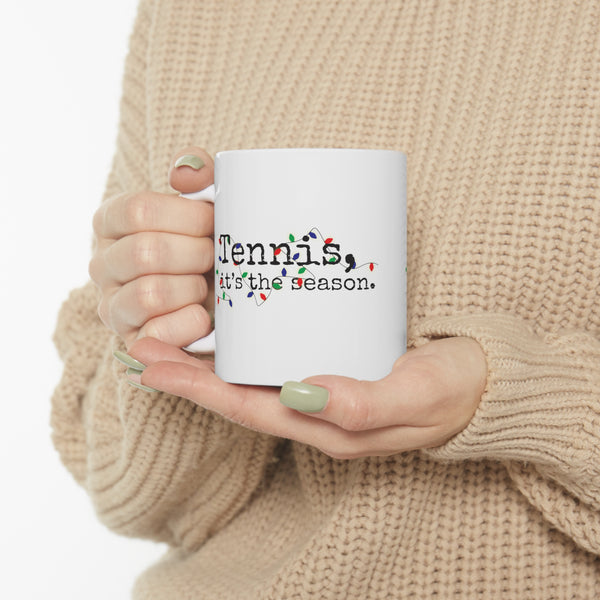 Tennis It's The Season with Holiday Lights 11oz Ceramic Mug