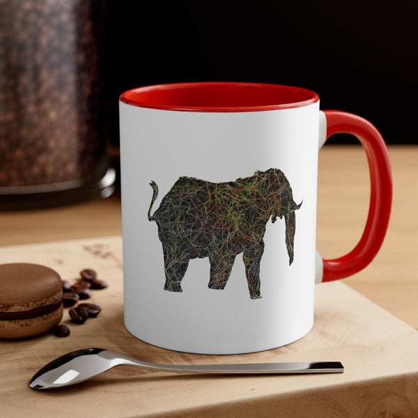 Two Tone Accent Ceramic Mug 11oz - Tennis String Elephant (5 color options)