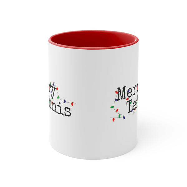 Two-Tone Accent Ceramic Mug 11oz - Merry Tennis (5 color options)