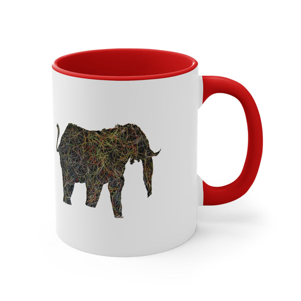 Two Tone Accent Ceramic Mug 11oz - Tennis String Elephant (5 color options)