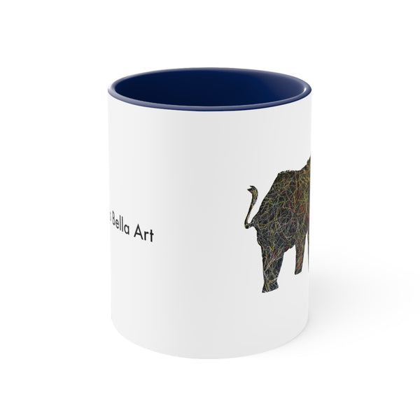 Two Tone Accent Ceramic Mug 11oz - Tennis String Elephant (5 color options)