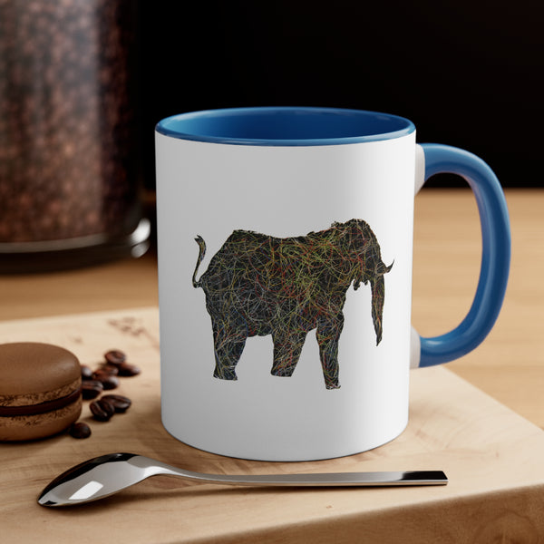 Two Tone Accent Ceramic Mug 11oz - Tennis String Elephant (5 color options)