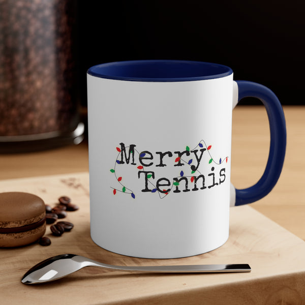 Two-Tone Accent Ceramic Mug 11oz - Merry Tennis (5 color options)