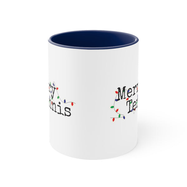 Two-Tone Accent Ceramic Mug 11oz - Merry Tennis (5 color options)