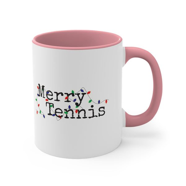 Two-Tone Accent Ceramic Mug 11oz - Merry Tennis (5 color options)