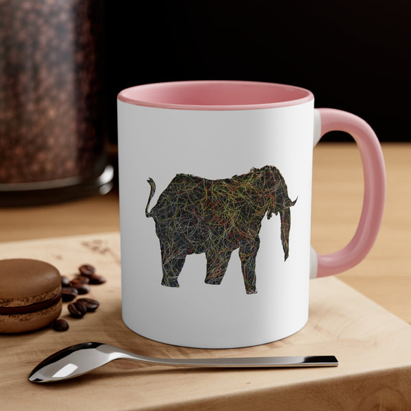 Two Tone Accent Ceramic Mug 11oz - Tennis String Elephant (5 color options)
