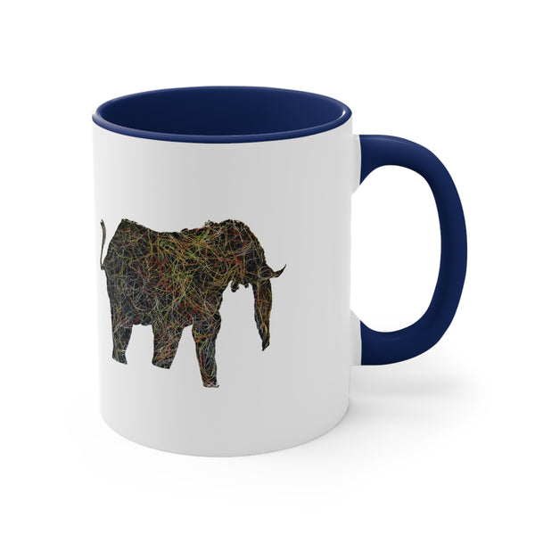 Two Tone Accent Ceramic Mug 11oz - Tennis String Elephant (5 color options)