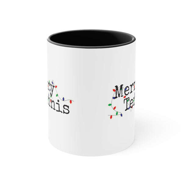 Two-Tone Accent Ceramic Mug 11oz - Merry Tennis (5 color options)