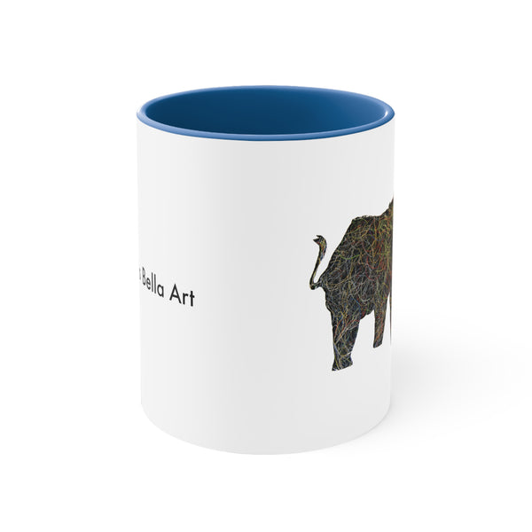 Two Tone Accent Ceramic Mug 11oz - Tennis String Elephant (5 color options)