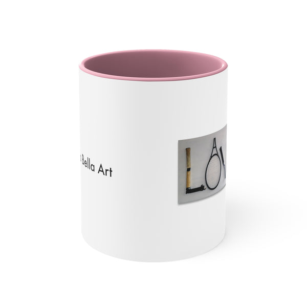 LOVE art Two-Tone Accent Ceramic Mug 11oz (5 color options)