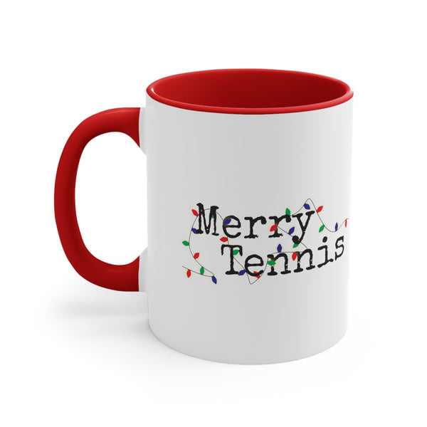 Two-Tone Accent Ceramic Mug 11oz - Merry Tennis (5 color options)