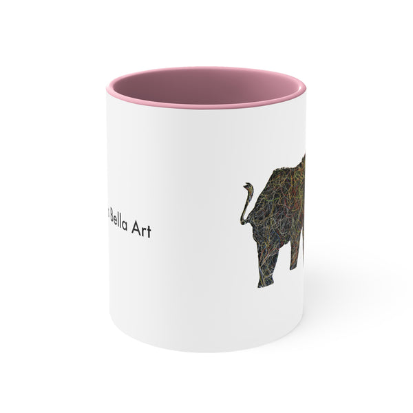 Two Tone Accent Ceramic Mug 11oz - Tennis String Elephant (5 color options)