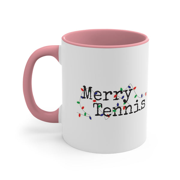 Two-Tone Accent Ceramic Mug 11oz - Merry Tennis (5 color options)