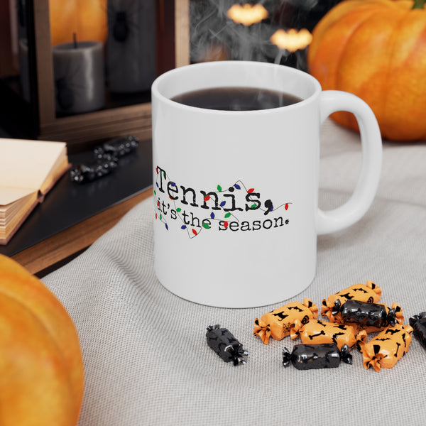 Tennis It's The Season with Holiday Lights 11oz Ceramic Mug