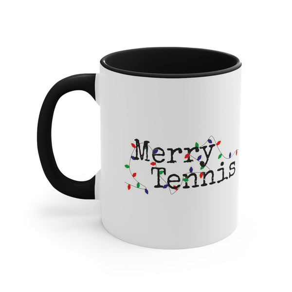 Two-Tone Accent Ceramic Mug 11oz - Merry Tennis (5 color options)