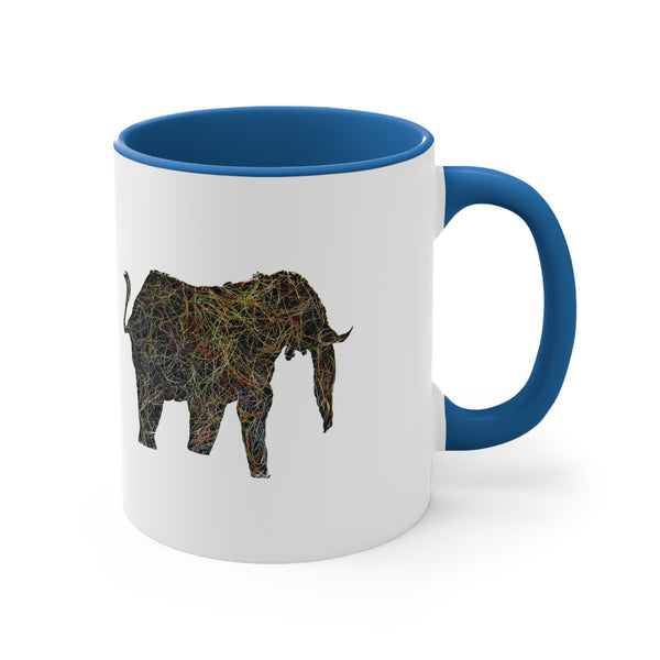 Two Tone Accent Ceramic Mug 11oz - Tennis String Elephant (5 color options)