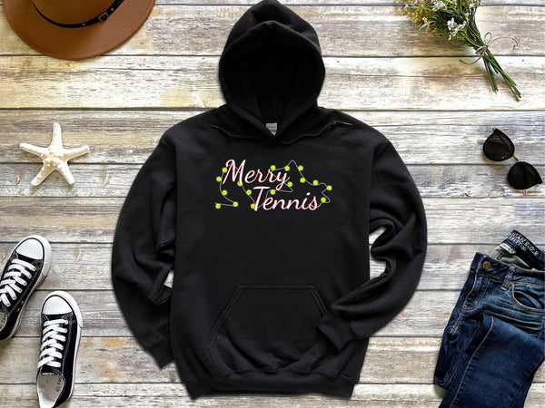 Merry Tennis Holiday Lights Sweatshirt (8 Color Options)