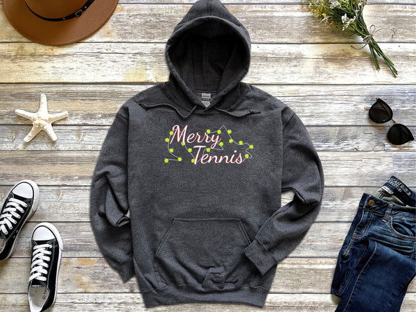 Merry Tennis Holiday Lights Sweatshirt (8 Color Options)