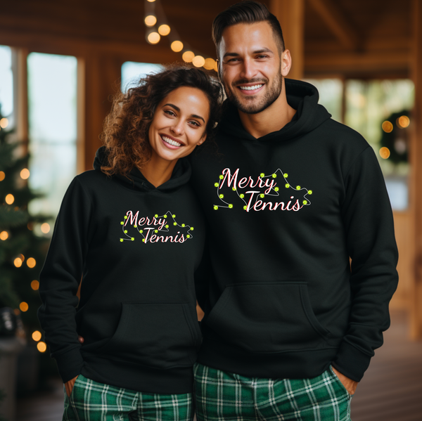 Merry Tennis Holiday Lights Sweatshirt (8 Color Options)