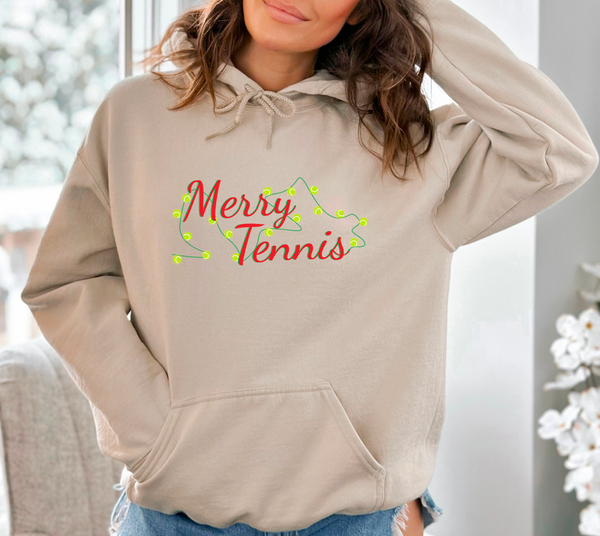 Merry Tennis Holiday Lights Sweatshirt (8 Color Options)