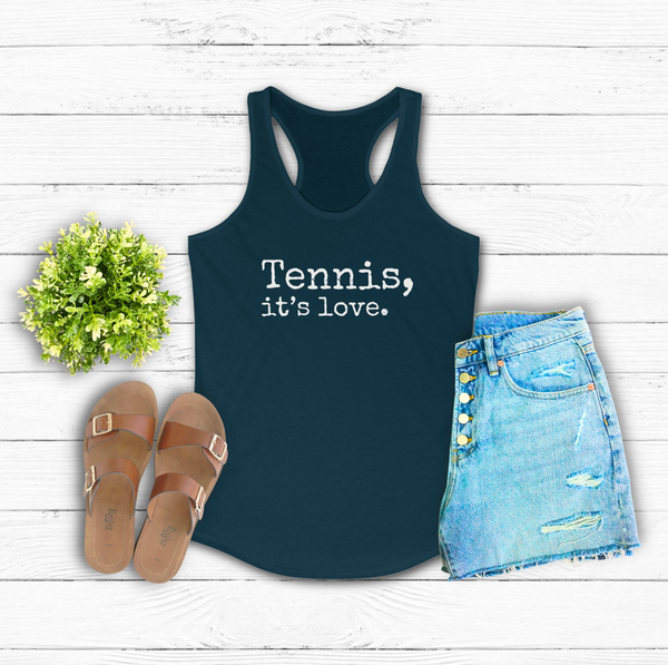 Tennis It's Love Women's Ideal Racerback Tank Top Shirt (5 Color Options)