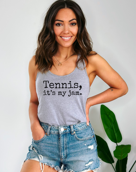 Tennis It's My Jam Women's Ideal Racerback Tank Top Shirt (5 Color Options)