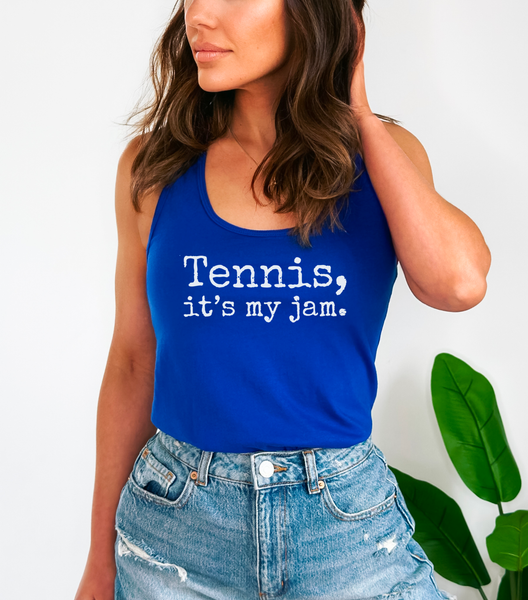 Tennis It's My Jam Women's Ideal Racerback Tank Top Shirt (5 Color Options)