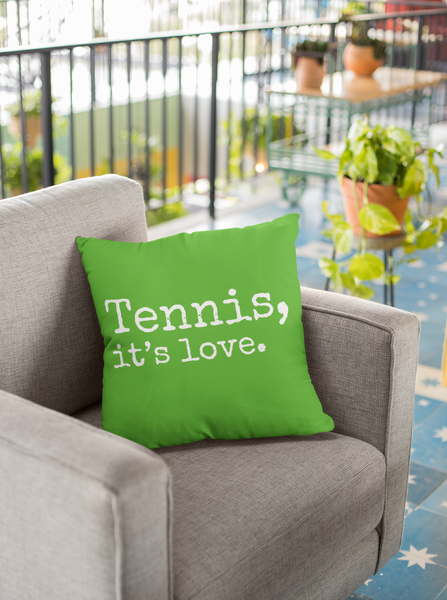 Tennis, it's love. Green Spun Polyester Square Pillow