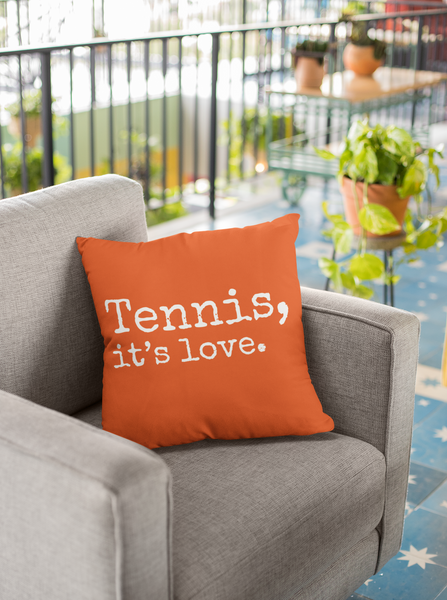 Tennis, it's love. Orange Spun Polyester Square Pillow