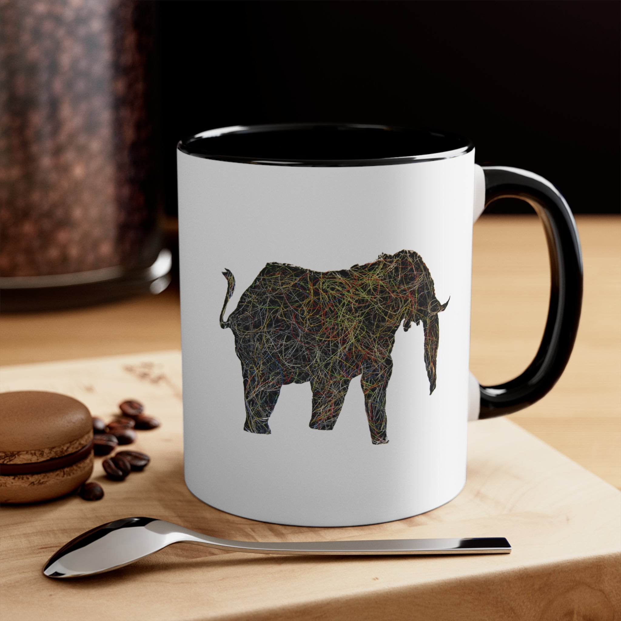 Two Tone Accent Ceramic Mug 11oz - Tennis String Elephant (5 color options)