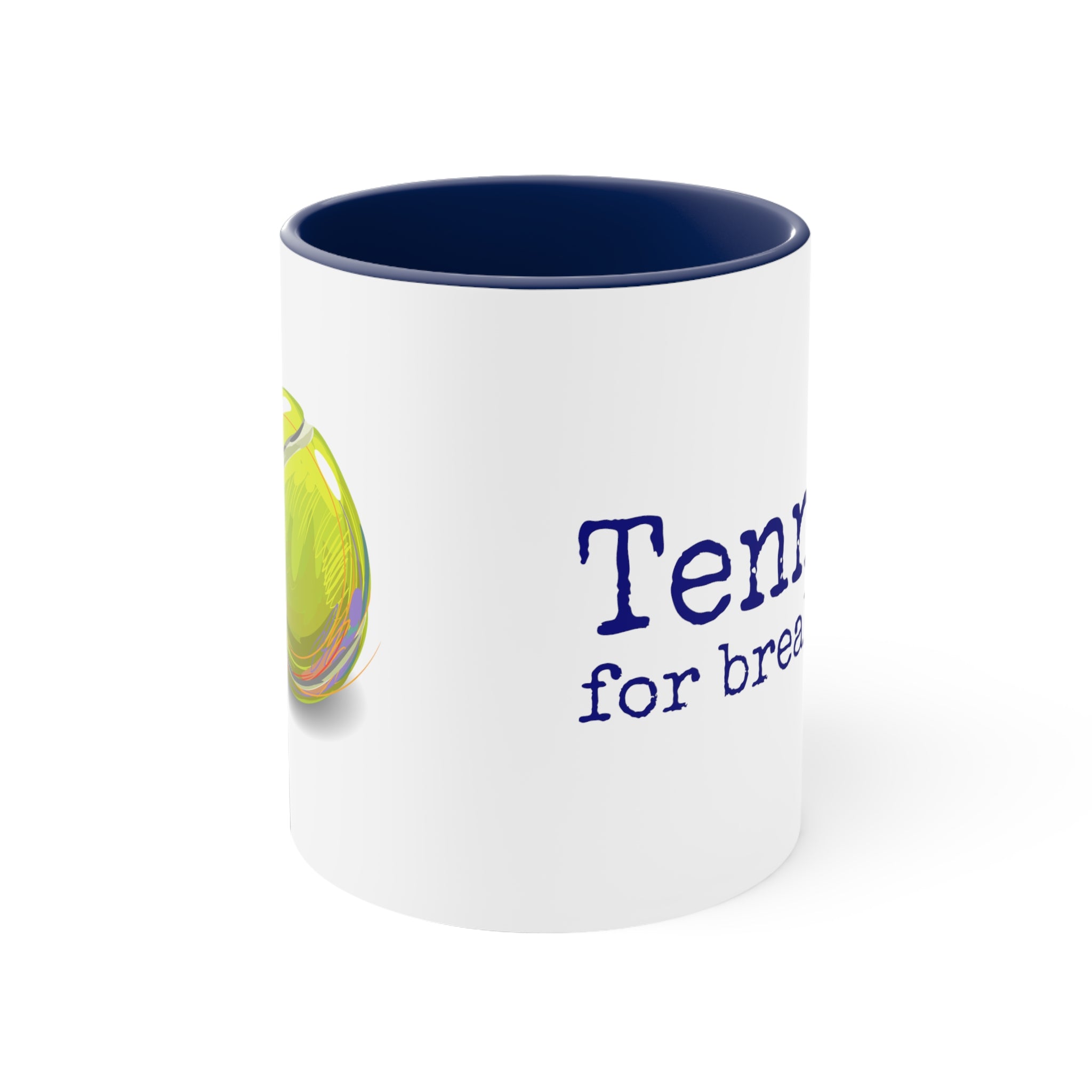 Navy Accent Ceramic Mug 11oz - Tennis for breakfast