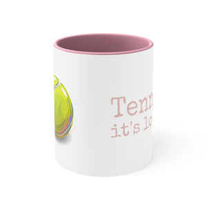 Pink Accent Ceramic Mug 11oz - Tennis, it's love.