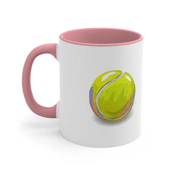 Pink Accent Ceramic Mug 11oz - Tennis for breakfast