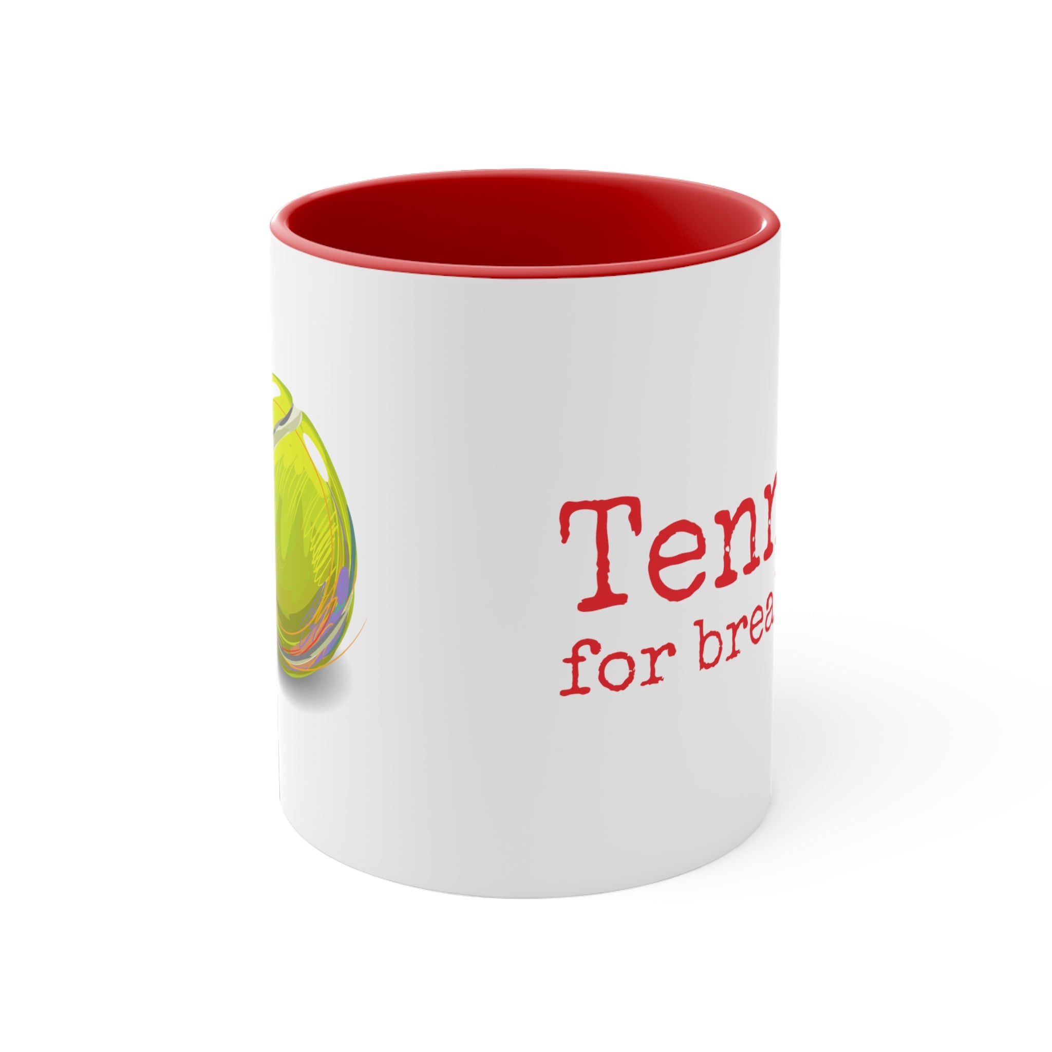 Red Accent Ceramic Mug 11oz - Tennis for breakfast