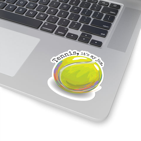 Tennis Ball with "Tennis, it's my jam." Kiss-Cut Stickers (Black Text)