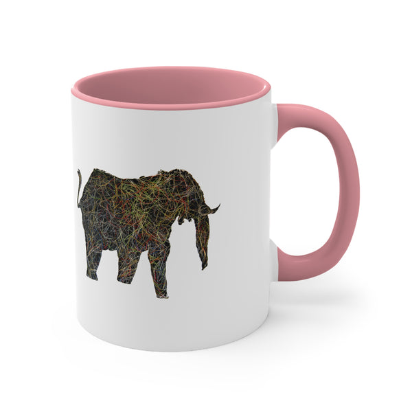 Two Tone Accent Ceramic Mug 11oz - Tennis String Elephant (5 color options)