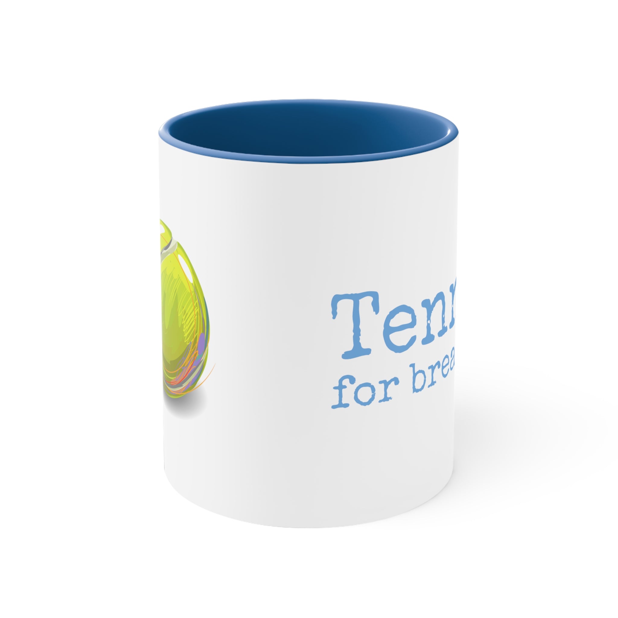 Blue Accent Ceramic Mug 11oz - Tennis for breakfast
