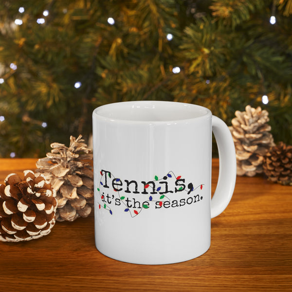 Tennis It's The Season with Holiday Lights 11oz Ceramic Mug