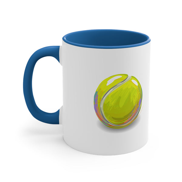 Blue Accent Ceramic Mug 11oz - Tennis for breakfast