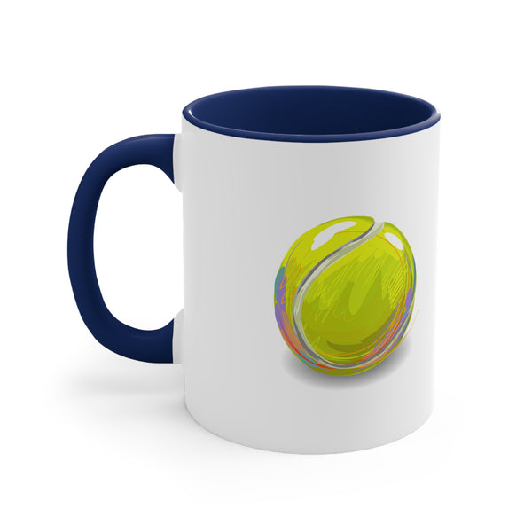 Navy Accent Ceramic Mug 11oz - Tennis for breakfast