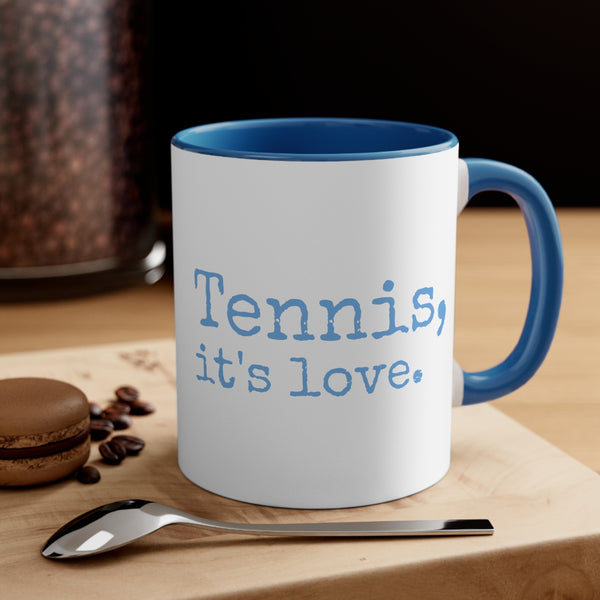 Blue Accent Ceramic Mug 11oz - Tennis, it's love.