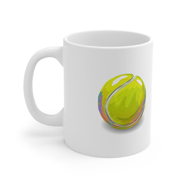 White Ceramic Mug 11oz - Tennis for breakfast