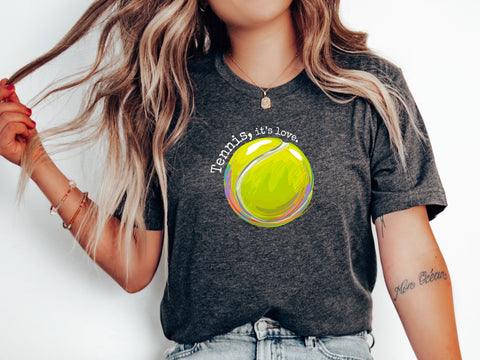 Tennis Ball with "Tennis, it's love." T-Shirt (9 Color Options)