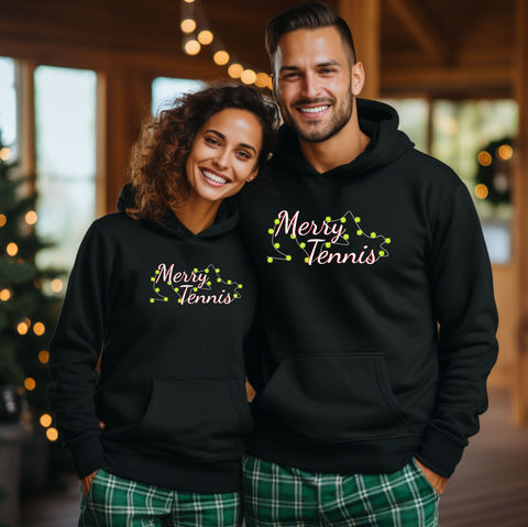 Merry Tennis Holiday Lights Sweatshirt (8 Color Options)