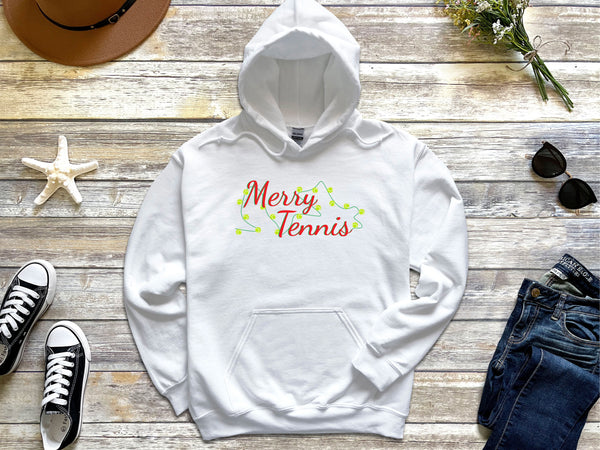 Merry Tennis Holiday Lights Sweatshirt (8 Color Options)