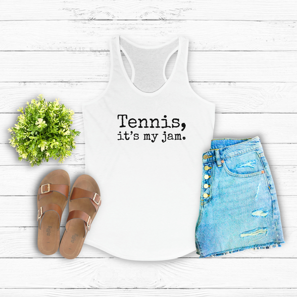 Tennis It's My Jam Women's Ideal Racerback Tank Top Shirt (5 Color Options)