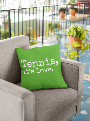 Tennis, it's love. Green Spun Polyester Square Pillow