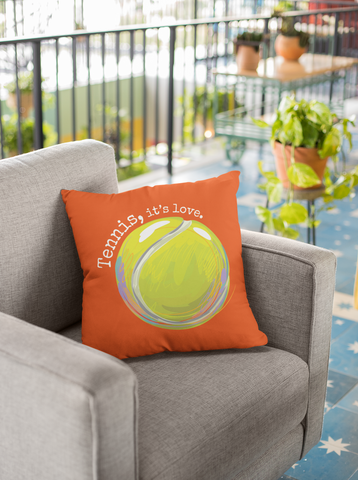 Tennis Ball Tennis, it's love. Orange Spun Polyester Square Pillow