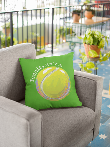 Tennis Ball Tennis, it's love. Green Spun Polyester Square Pillow